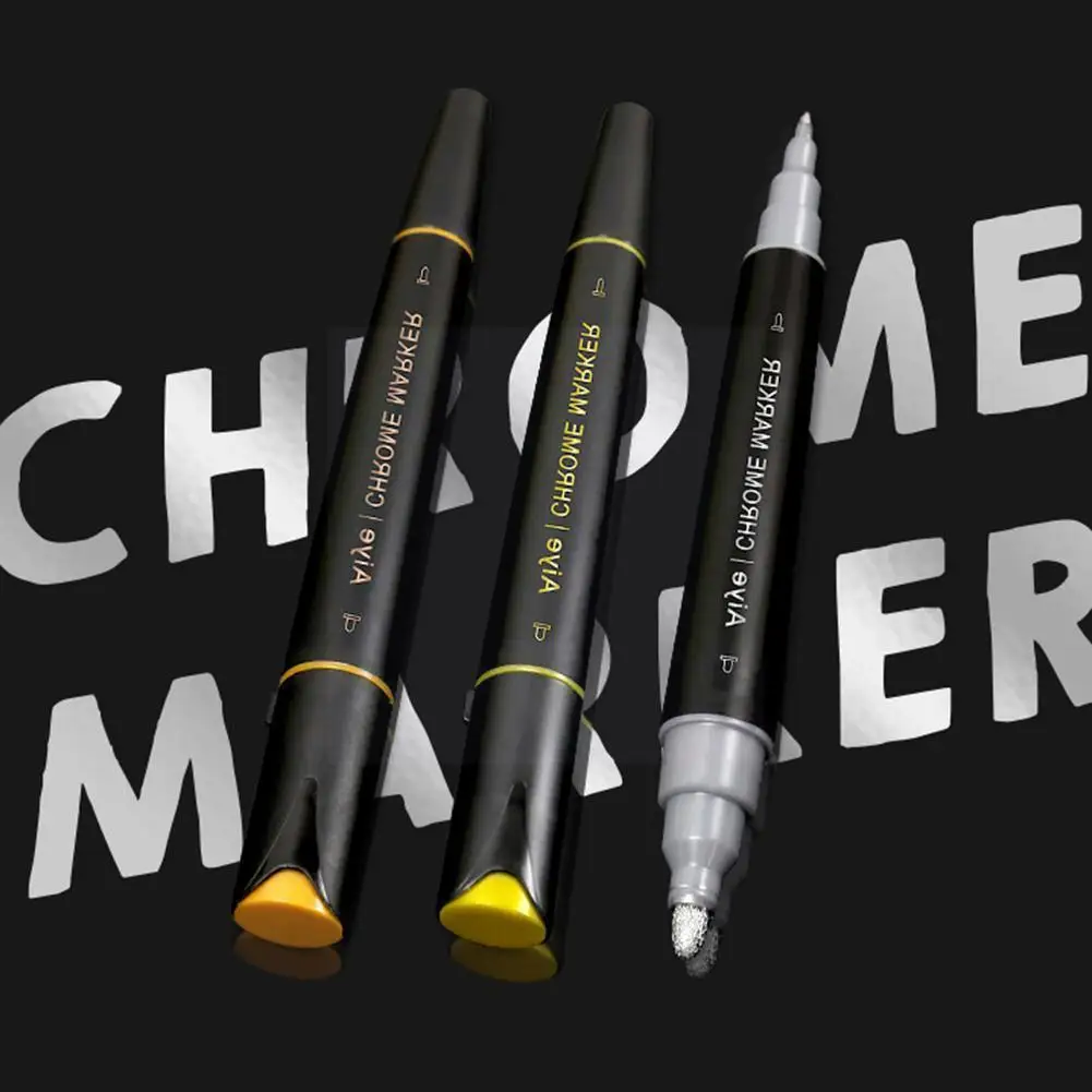 

Double-headed Marker Pen Mirror Reflective Silver Light Liquid Metal Pen Ceramic Tools Marking Glass Paint C9s5