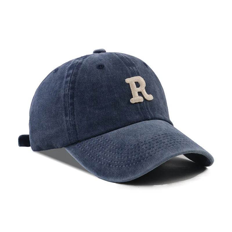 

Retro Washed Cotton Baseball Cap Man Women Snapback Hats R Letter Embroidery Trucker Dad Caps Outdoor Sun Visors Hip Hop Gorras
