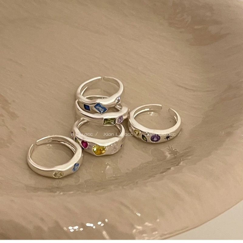 

Korean Irregular Rings Exquisite Pink Zircon Finger Rings Accessories Wedding Party Rings Sparking Crystal Rings Jewelry Gifts