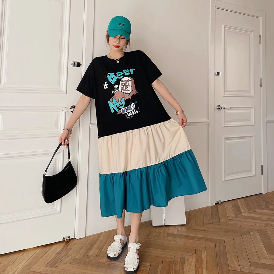 

Женское длинное шифоновое платье свободного покроя, свободное хлопковое платье с коротким рукавом и застежкой, новинка 2023