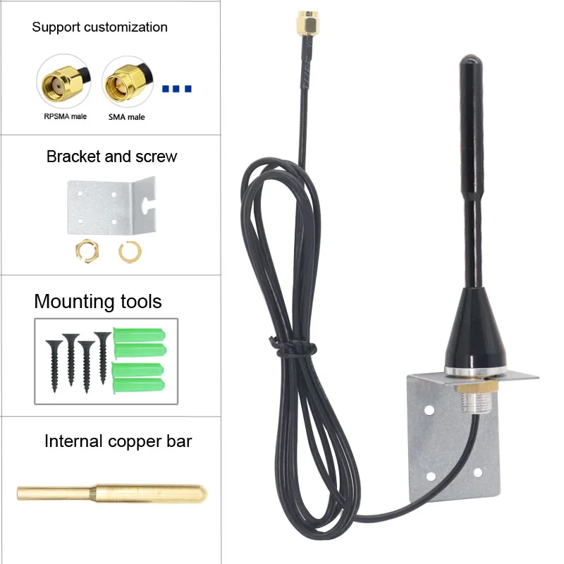 New Style 868Mhz 915Mhz GSM 900~1800Mhz Lora Pure Copper Aerial Omni External WiFi Antenna With Low Loss RG174 Cable