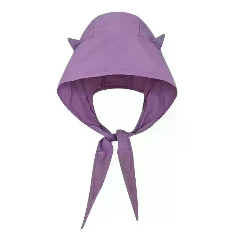 Фото Быстросохнущий солнцезащитный козырек Little Devil Strap для женщин, тонкая повязка на голову с защитой ушей, шапка с милыми кошачьими ушками, визуально уменьшающая лицо №3