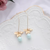 1pair party chic gift charm fashion jewelry pearl dangle ear stud orchid flower earrings