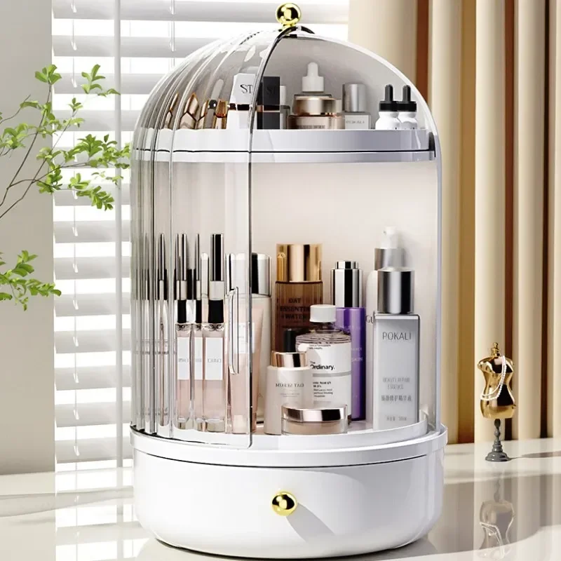

Case Display Organizer Storage Vanity Capacity Countertop 360° Large 360 Shelf Makeup Spinning Storage Rotating Cosmetics Clear