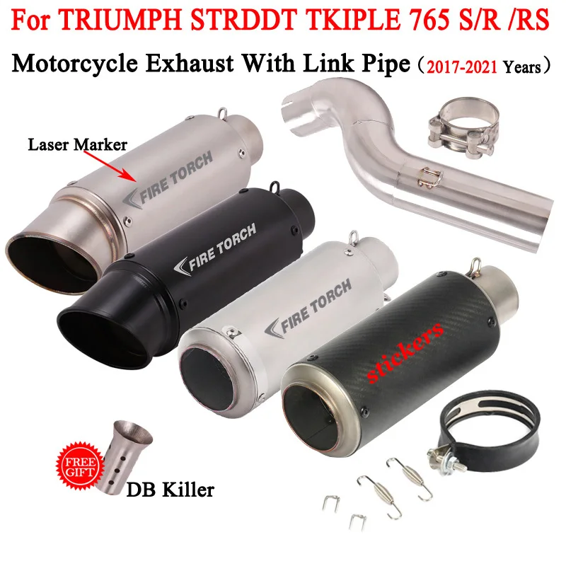 

Slip On For Triumph Street Triple 765S/R 765 S R RS 17 - 21 Motocross Exhaust Escape Modify Carbon Fiber Moto Muffler DB Killer