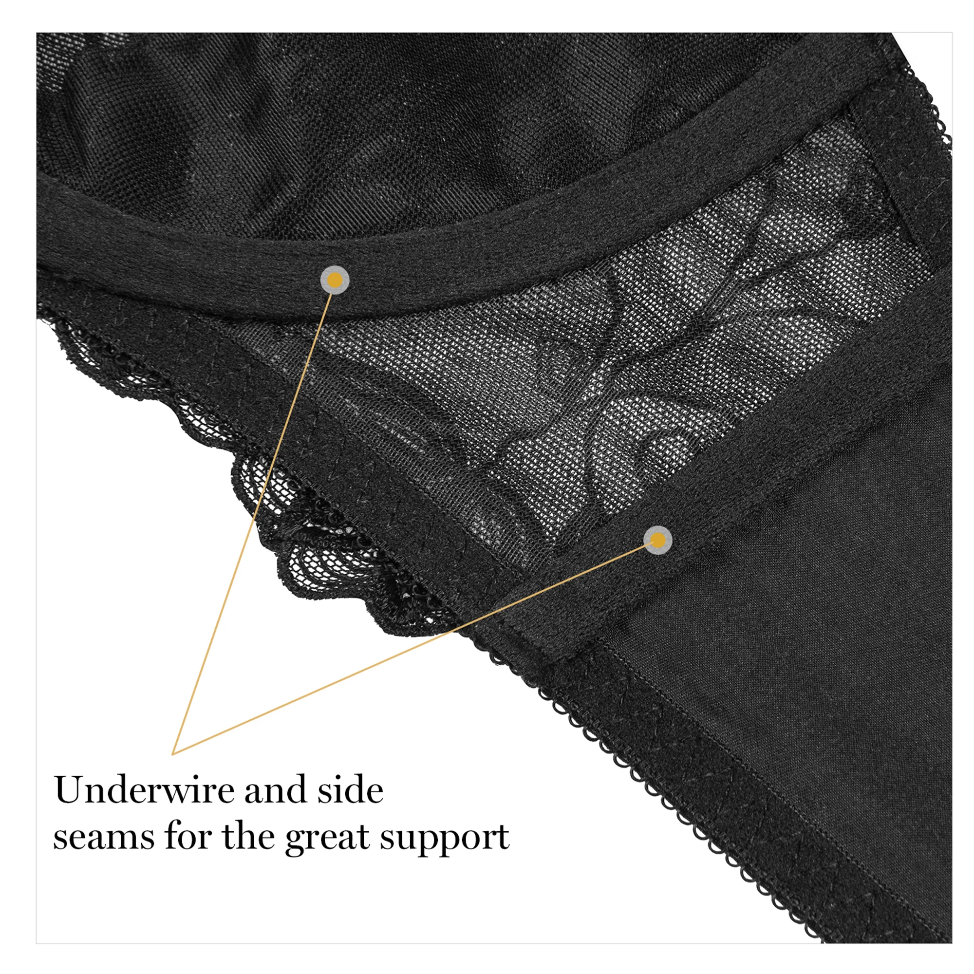 Women’s Sexy Lace Bra Plus Size Underwire Embroidered Unlined Bra Non Padded SEE Through Thin Semi Half Sheer