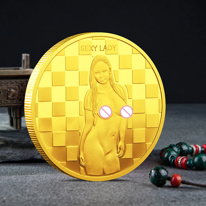 

40*3MM Sexy Woman Coin Get Tails Head Adult Challenge Lucky Lady Girl Commemorative Coins Gift Collection Souvenir Home Decor