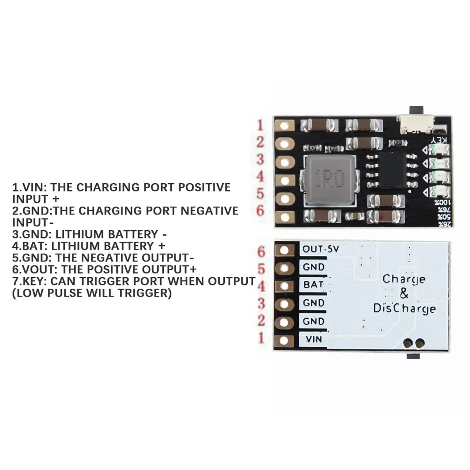 Модуль разрядки зарядного устройства 2A 5V 4в1 Плата защиты заряда литий-ионного