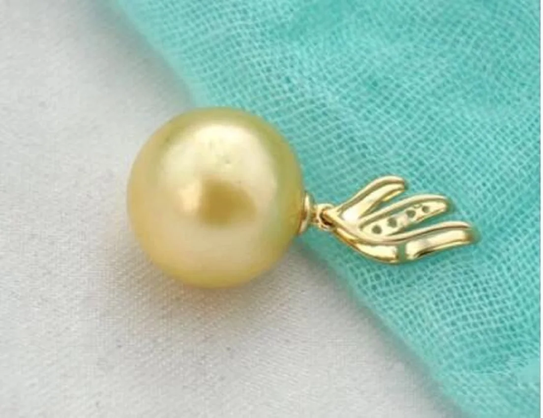 

Genuine AAA14mm Natural Golden south sea pearl Pendant necklace fine jewelry