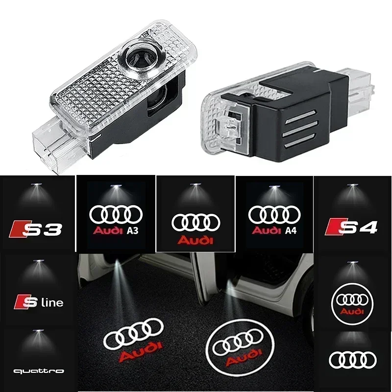 Audi A3 A4 B8 8P 8V A6 C7 A5 Q5 B7 B6 B9 SLINE QUTTRO RS Q3 Q7 S3 S4 S5 S6 S8 Дверь автомобиля Логотип Светодиодный