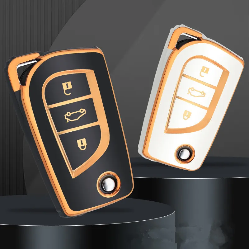 

New TPU Car Flip Key Case Cover Shell For Toyota Hilux Yaris RAV4 Corolla Avensis Aygo Verso Scion TC Auris Holder Accessories