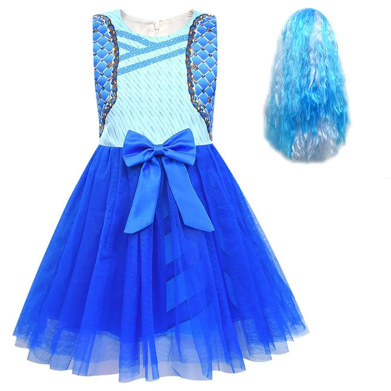 Детская одежда костюм голубого цвета для косплея жилет без рукавов с бантом