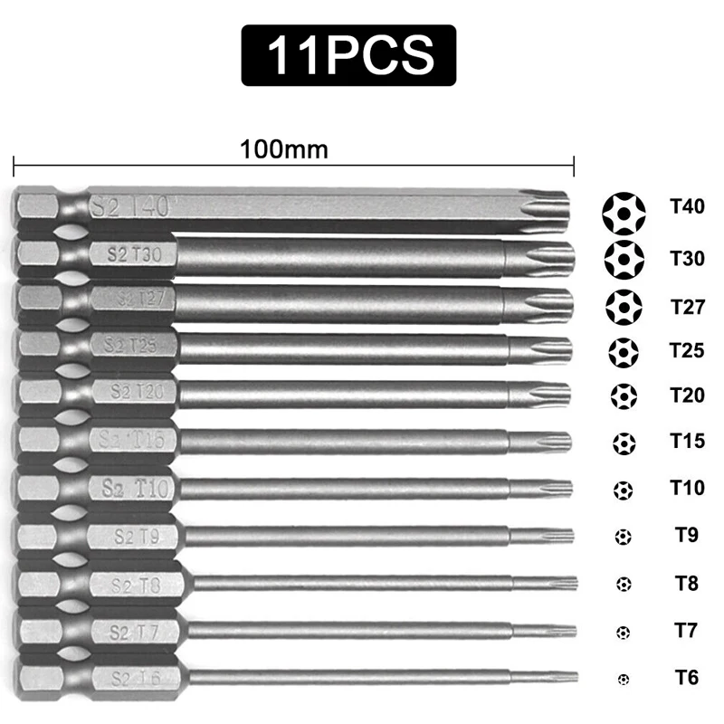 

Набор Отверток Torx 50/100 Мм, Магнитные Звездообразные Биты, Набор Из Легированной Стали