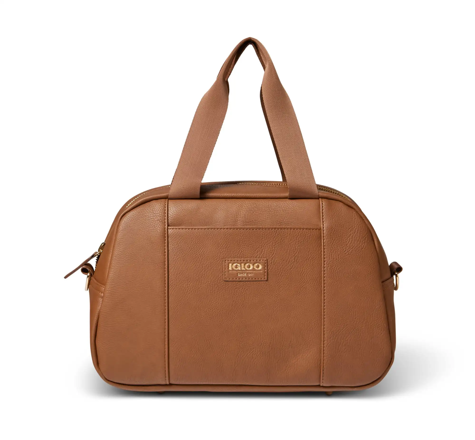 

15 Can Luxe Satchel Soft Cooler Bag, Cognac Brown