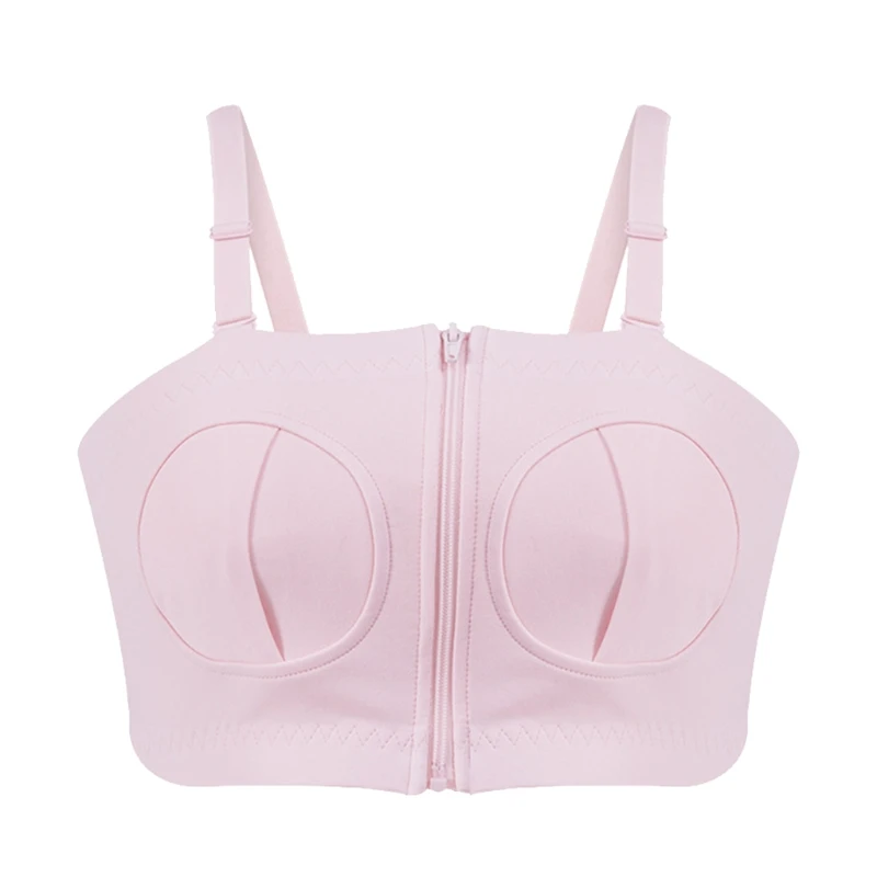 

Maternity Bra Hands-Free Pumping Bra Nursing Bra Wireless Adjustable Zipper Breastfeeding Bra for Holding Breast Pumps