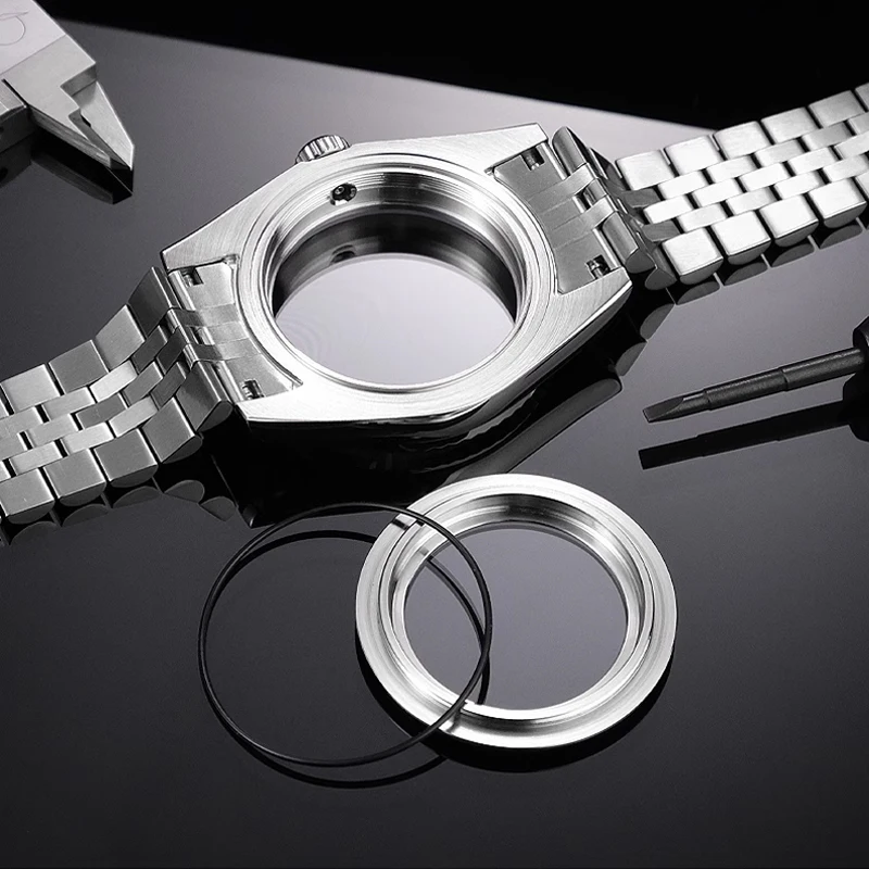 For Rolex 41mm dial dog tooth bezel NH35 movement ring stainless steel case Watch Case 35.8m 39mm Stainless Steel Outer rin