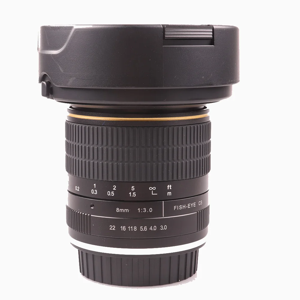 Линза Lightdow 8 мм F3.0 с ультрашироким углом обзора и эффектом "рыбий глаз" для камер Nikon DSLR D3100 D3200 D5200 D5500 D7000 D7200 D7500 D90 D7100 и других.