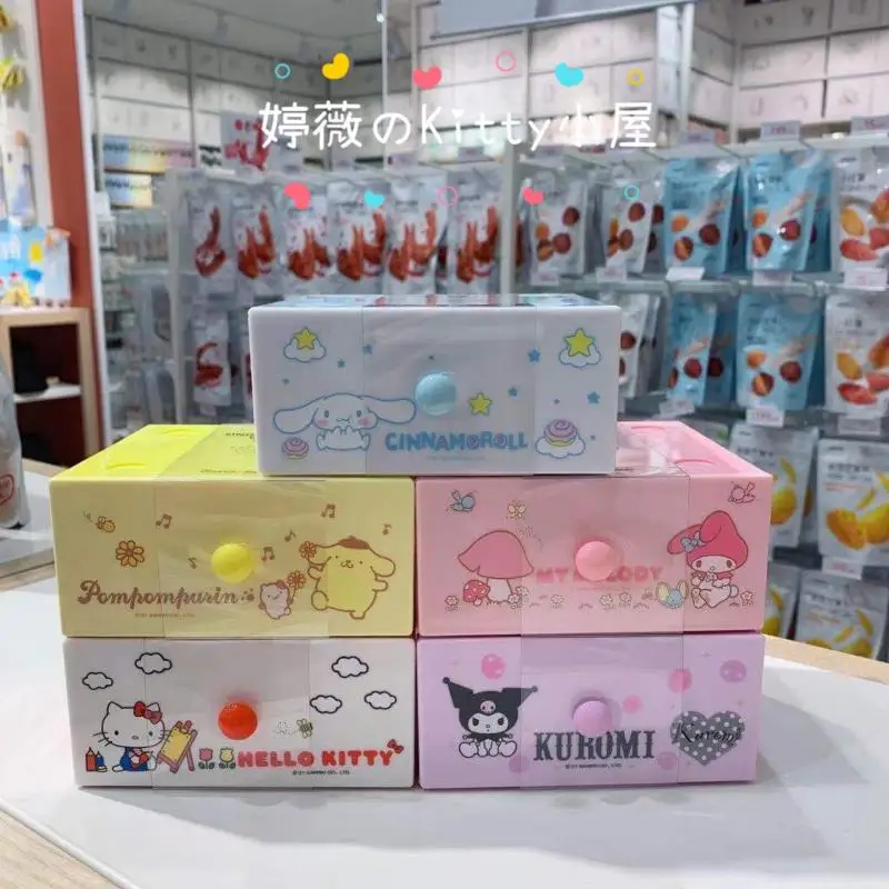 

Kawaii Sanrio Kittys Cinnamoroll My Melody Kuromi помпон пурин мультяшный один ящик коробка для хранения настольный органайзер коробка для хранения