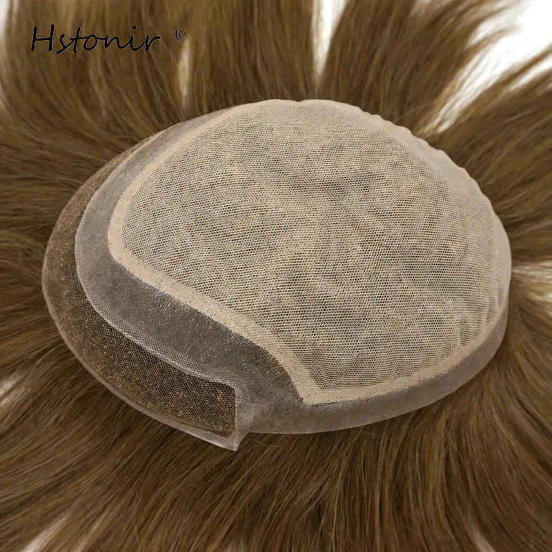 

Hstonir Hair Styles Toupee Swiss Lace In Front With Clear Poly Back And Side Top Silk Toupee Indian Remy Hair System Wig H002