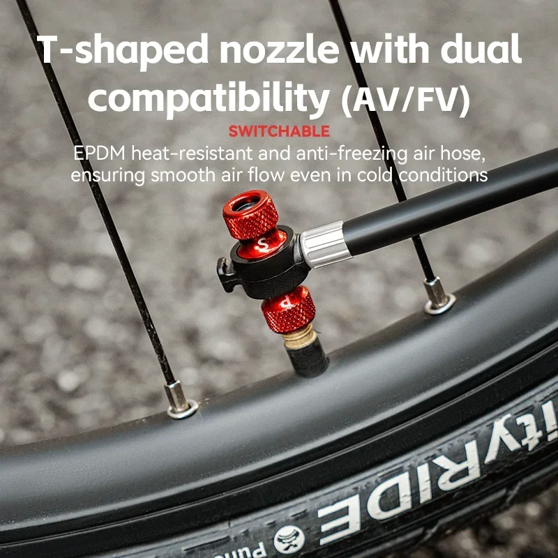 ROCKBROS мини-велосипедный насос 220PSI портативный воздушный Schrader Presta AV/FV манометр