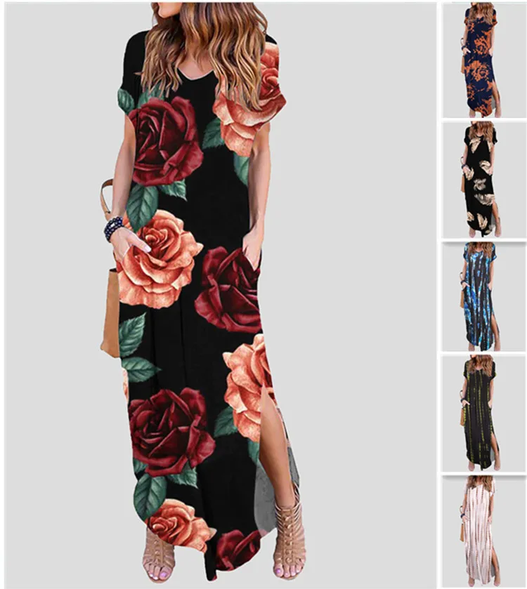 

Creative 2022 spring urban casual women's v-neck irregular skirt dress dress women summer dress