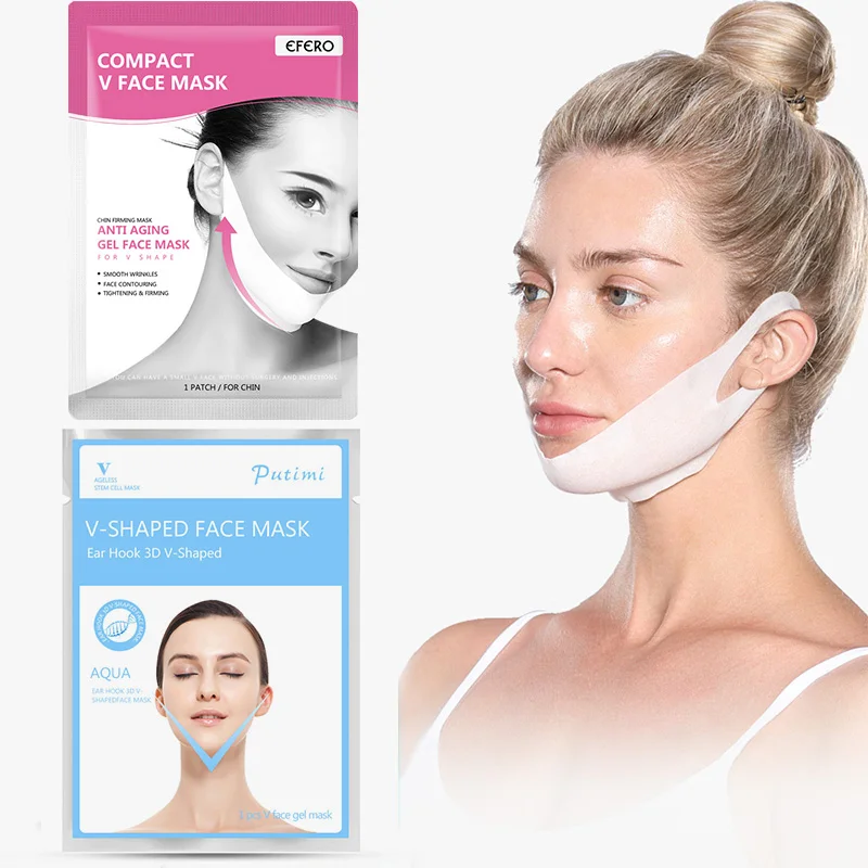 

1Pc V Shape Lifting Face Mask Face Slim Chin Check Neck Lift Peel-off Mask Moisturizing Whitening Facial Mask Skin Care Tool
