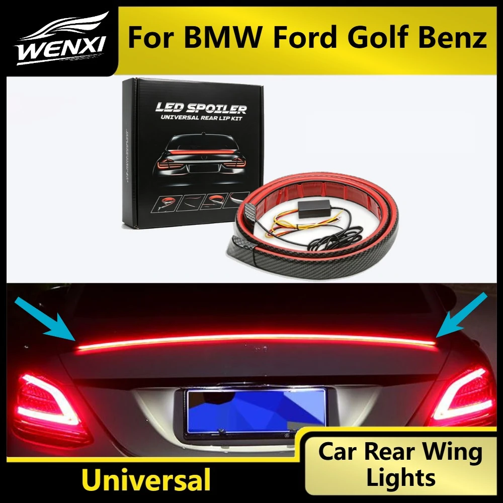 Фото Универсальный автомобильный спойлер с LED-подсветкой для BMW, Ford, Golf, Benz, внешние элементы кузова, задний спойлер с функцией стоп-сигнала и поворотника с дневными ходовыми огнями. №1