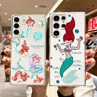 disney the little mermaid phone case for samsung s22 s21 s20 fe ultra pro lite s10 5g s10e s9 s8 plus s7 transparent cover