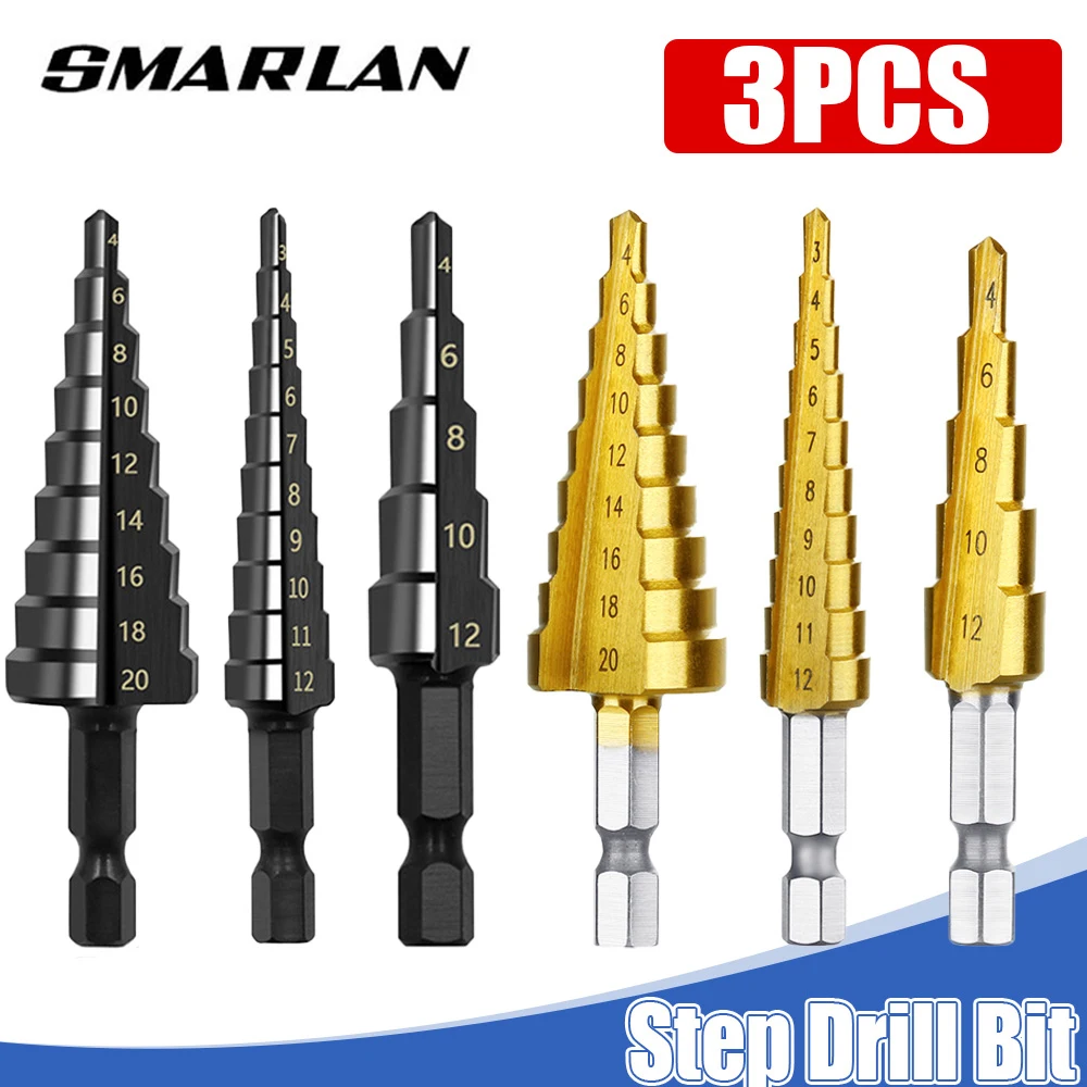 Набор ступенчатых сверл, из быстрорежущей стали с титановым покрытием ...