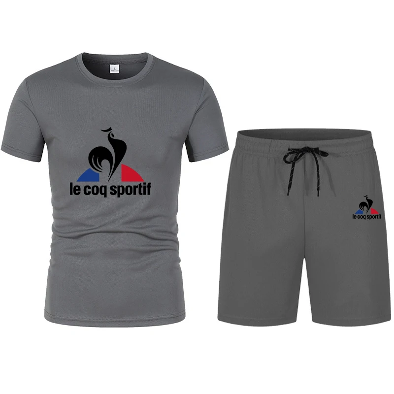 2023 Top Brand Men's Set Tshirt Shorts 2 Piece Set Summer Casual High Quality Fabric Suit Outdoor Short Sleeve Manga Streetwear