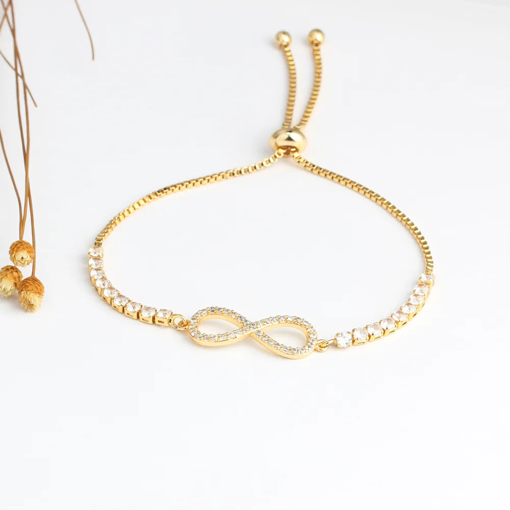 

High Quality Infinity Charm Chain Zircon Crystal Women Jewelry Bracelet