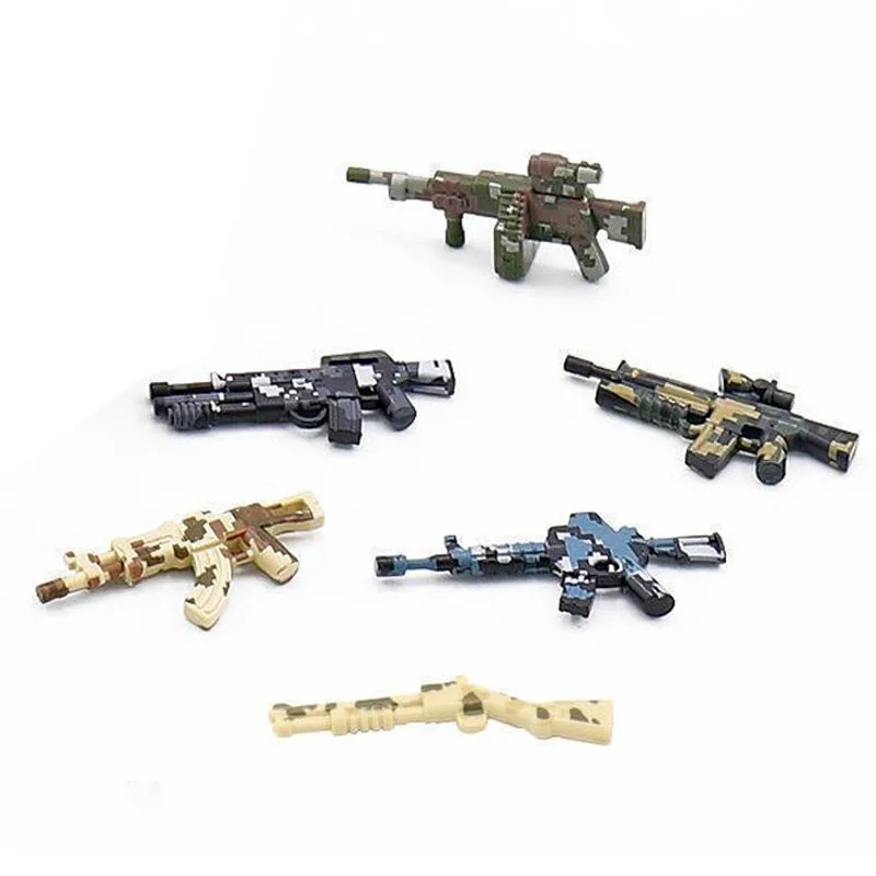 

Военная Модель, строительные блоки, куклы, аксессуары, съесть курица, оружие для поля боя, один кусок, 5 шт., оружие для сборки, игрушки для мал...