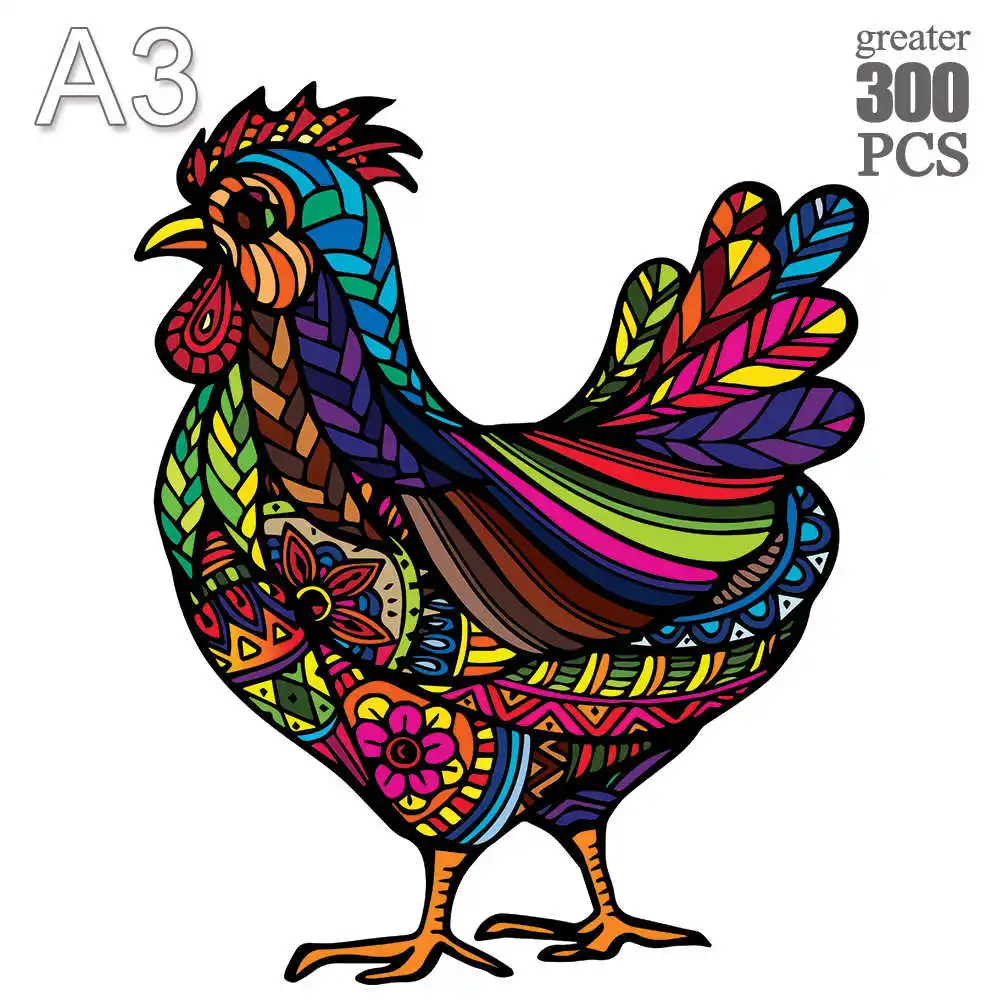 

Wooden Animal Jigsaw Puzzles Adults Mysterious Puzzle Kids Gift 300 pcs Educational Interactive Games Toy chicken Wooden Puzzle