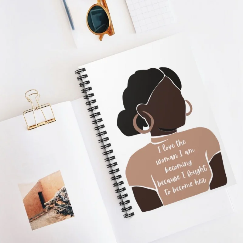 Custom Black Girl Women Mental Health Mindfulness Inspiration Self Care Wellness Journal Planner Notebook