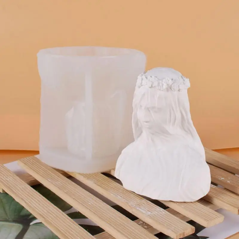 

Veil Girl Lady Candle Silicone Mold DIY Bust Sculpture Maria Candle Mold Aroma Candles Silicone Molds For Crafts 3d Handmade New