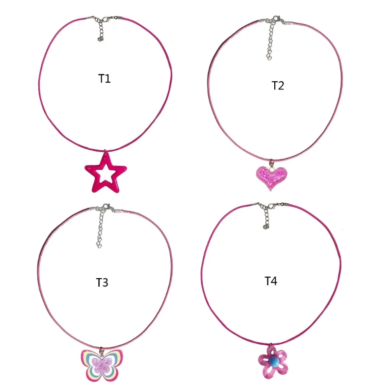 

Heart Star Flower Aesthetic Acrylic Necklace Simple Clavicle Chain Women Girls