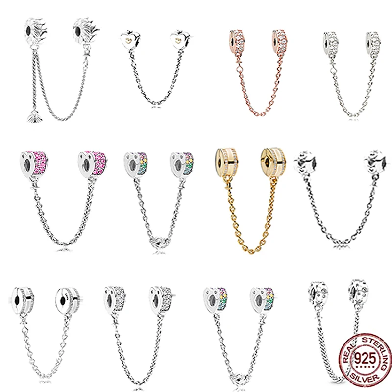 

Hot Sale S925 Sterling Silver Pink Glowing Safety Chain Fit DIY High Jewelry Making Jewelry Gifts