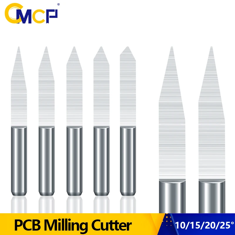 

CMCP V Shape PCB Milling Cutter 1/8 Shank 10 15 20 25 Degrees 3D Engraving Bit for Woodworking PVC Carving Tool CNC Router Bit