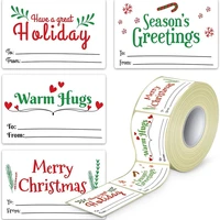 300pcsroll wholesale merry christmas wishes sticker gift decoration tags fill in the blessing vintage kraft paper scrapbooking