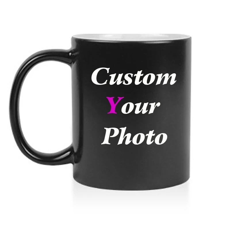 

Free Shipping Personalised Custom Heat Color Changing Magic Coffee Mug Ceramic Tea Cup With Your Photo Text Logo