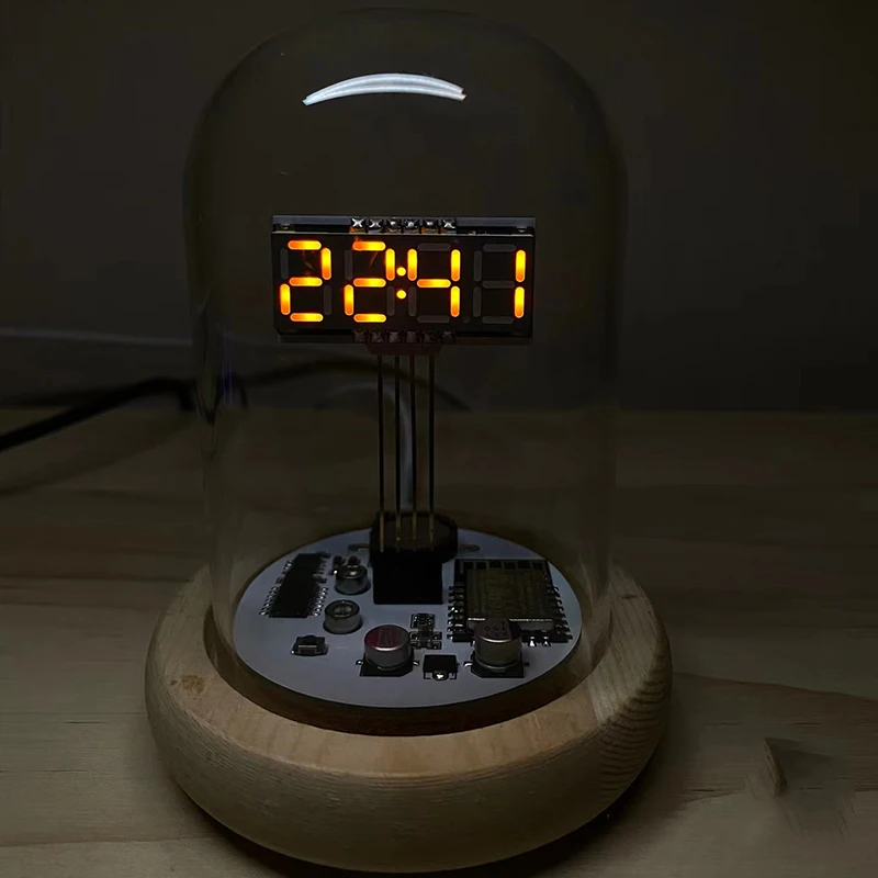 

2023 NEW Retro Glow Tube Clock Cyberpunk Desktop Creative Clock Technology Ornaments Handmade with Glass Cover