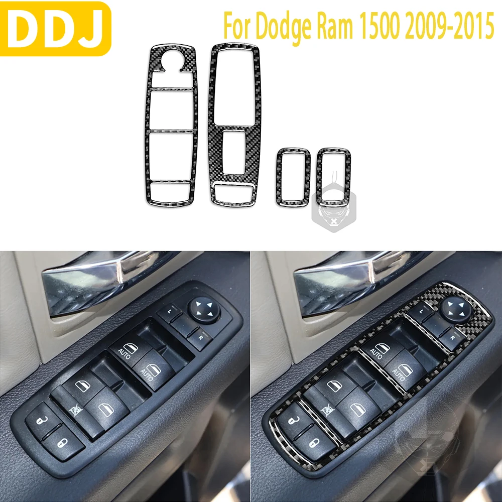 

Carbon Fiber Sticker For Dodge Ram 1500 2009-2015 2014 Accessories Window lift Button Switch Cover Trim Modification Decoration