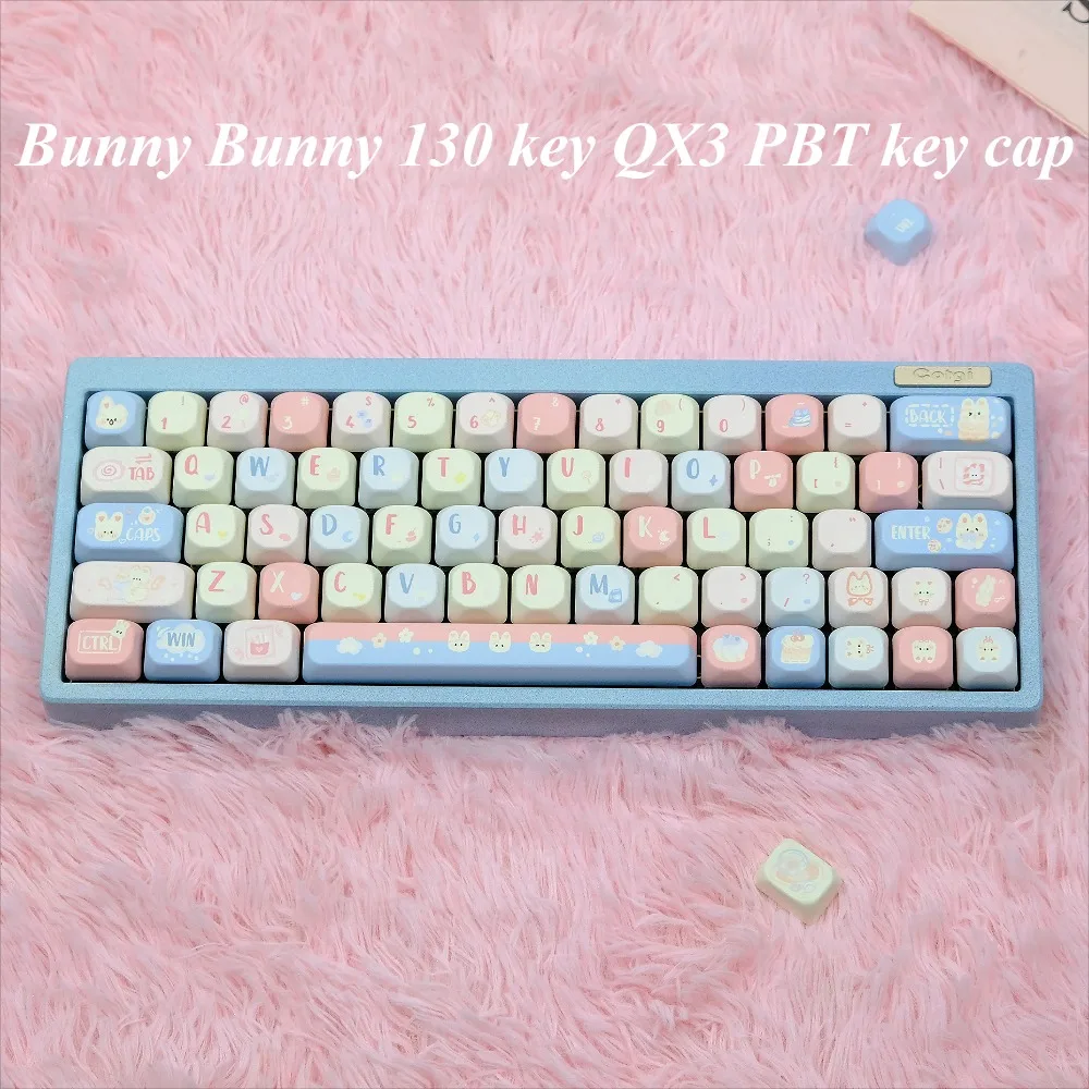 Обслуживающая клавиатура QX3 Rabbit PBT 130 милая адаптация для горячей сублимации