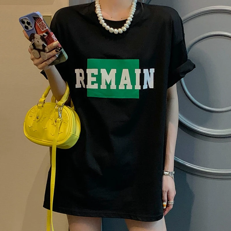 

Summer Letter Print T-Shirt Women Korean Fashion Basic T-shirts Oversized Streetwear Short Sleeve Tops Y2K Clothes Vero Harajuku