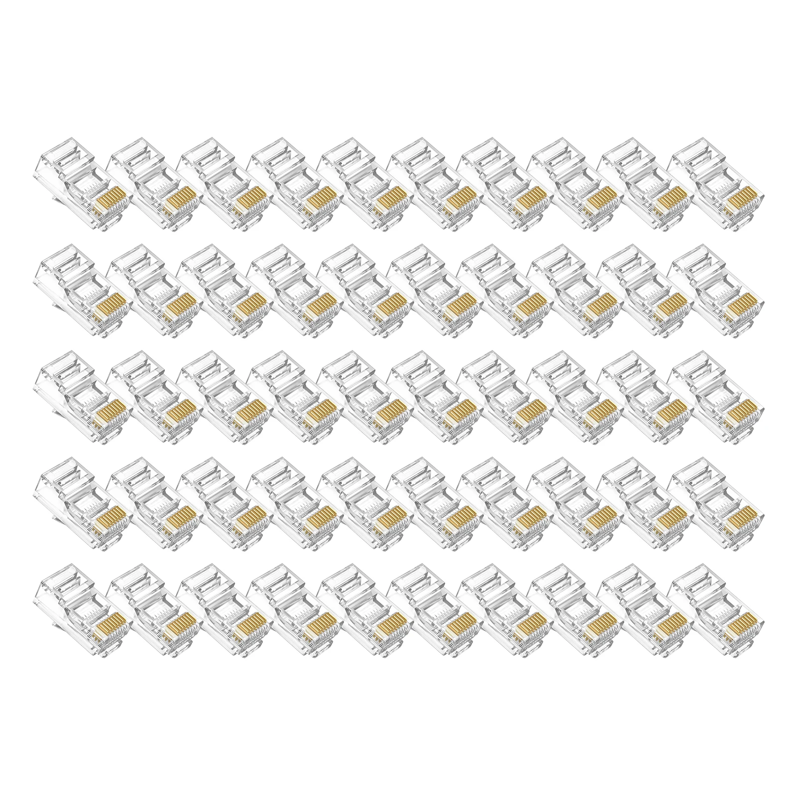 

50pcs High Speed 8P8C UTP Stable Three Fork Network Cable Rj45 Connector Bending Resistance Convenient Pure Copper CAT6