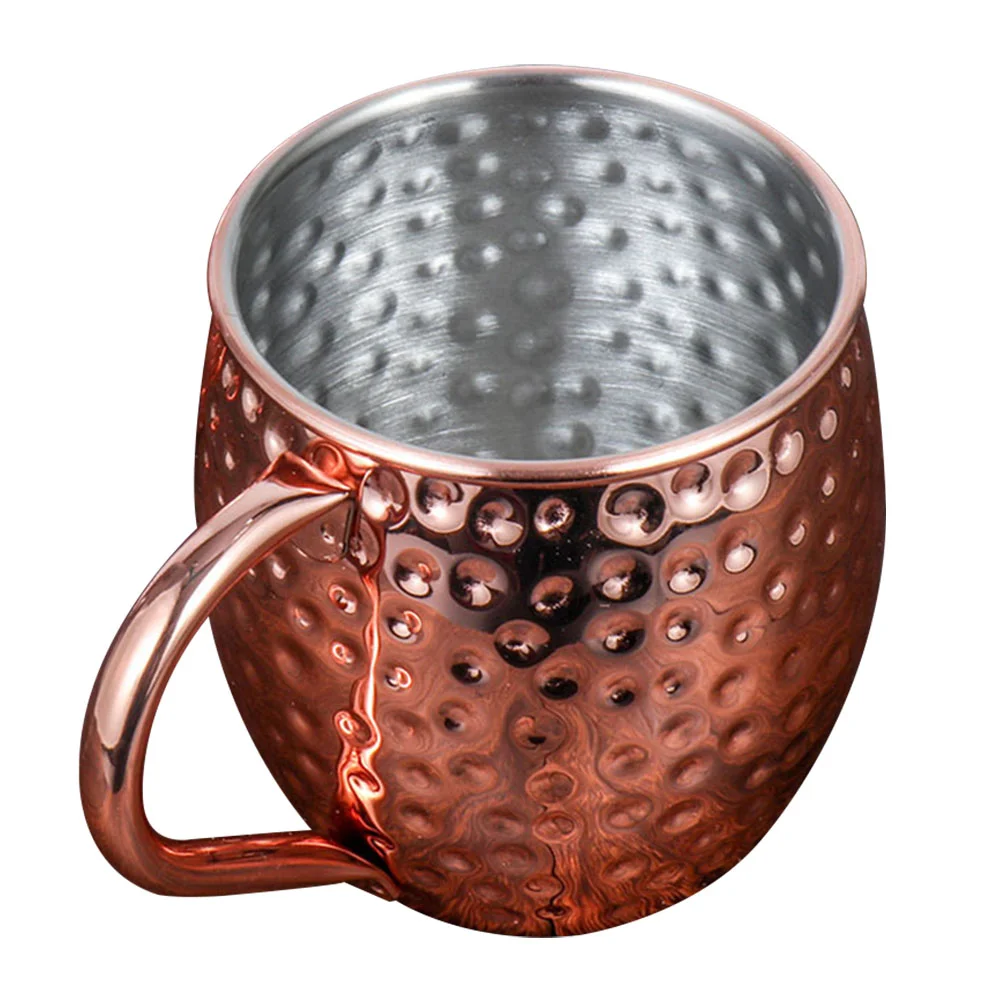 

Moscow Mule Cocktail Cup Hammered Mug with Handle Stainless Steel Holder