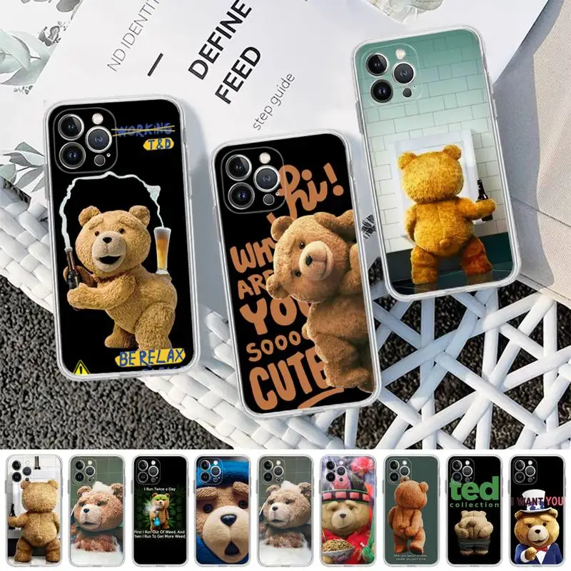 

Funny Cartoon Teddy Bear Phone Case For iPhone 14 11 12 13 Mini Pro XS Max 6 7 8 Plus X XR SE 2020 Funda