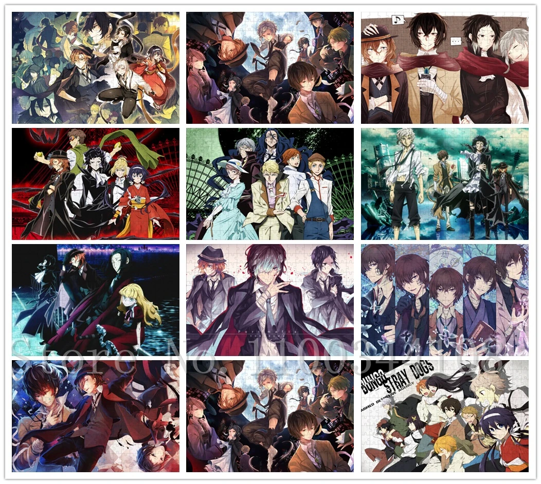 

Bungou Stray Dogs Anime Puzzles 300/500/1000 Pieces Japanese Animation Jigsaw Puzzles for Adults Stress Relief Toys