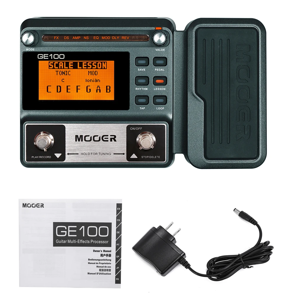 

GE100 Guitar Pedal Multi-Effects Processor Effect Pedal with Loop Recording 8 Effect Modules 40 Drum Rhythms Guitar Accessories