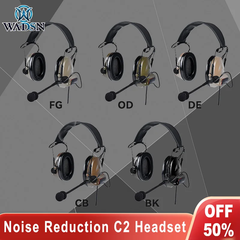 Wadsn Tactical Headset Comta II Military C2 Headphones Noise Reduction Outdoor Hunting Hearing Protection Earmuffs Airsoft 